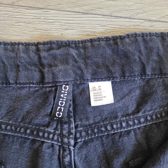H&M Plus Size Button Up Black Distressed Jean Shorts Size 24 - Picture 2 of 3